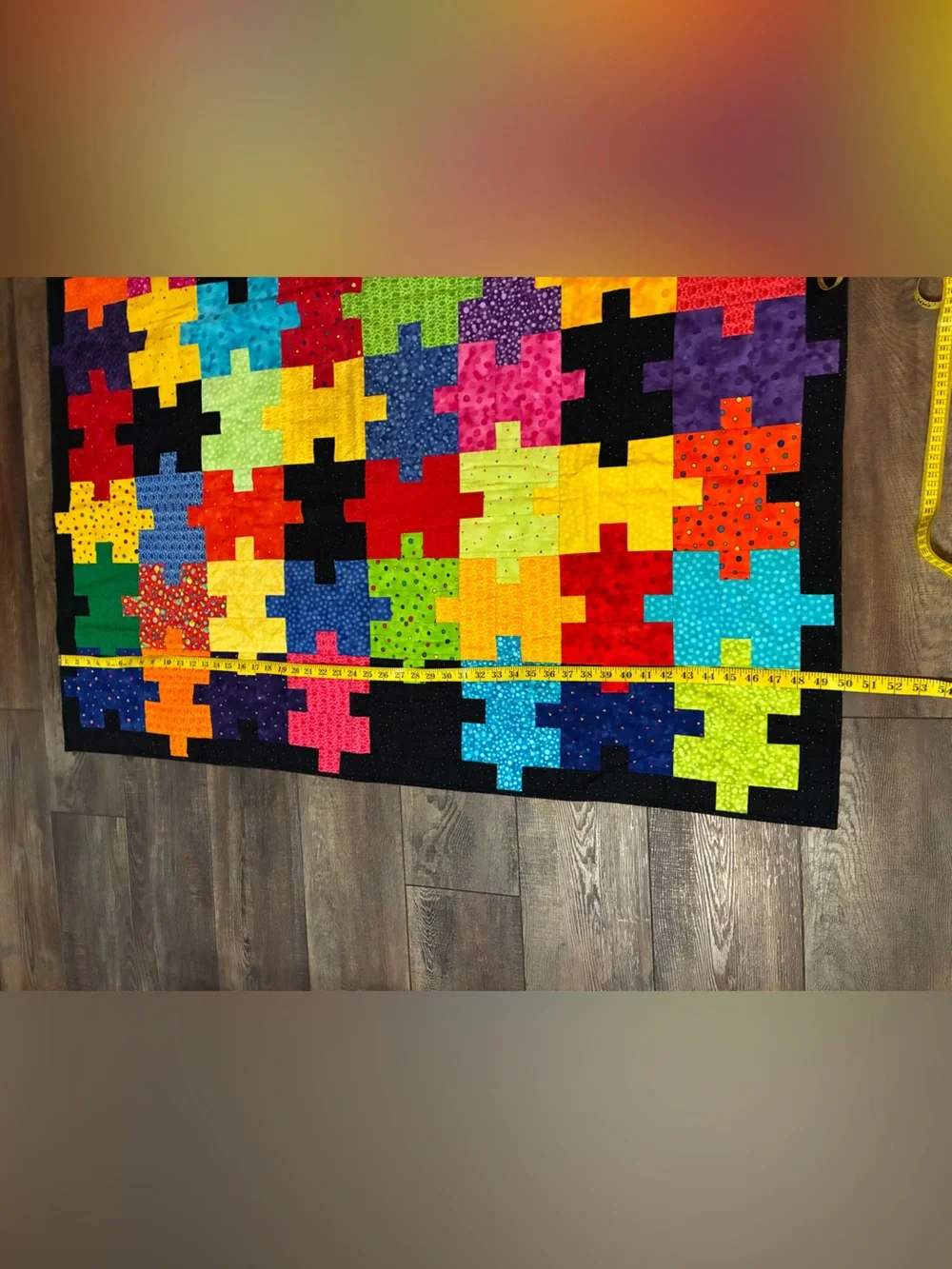 Like New Colorful Puzzle Piece Handmade Quilt
